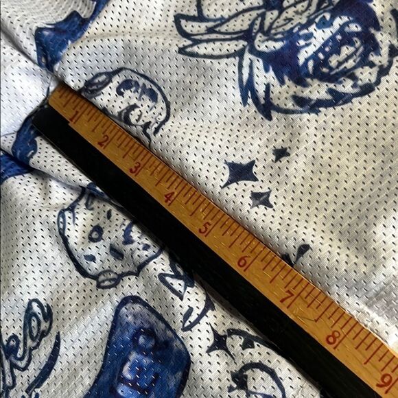 Inaka Power White Graphic Mesh Shorts with Navy Design Mens L - Picture 7 of 8